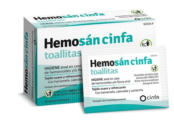 Hemosan Cinfa Hemorroides 12 toallitas individuales