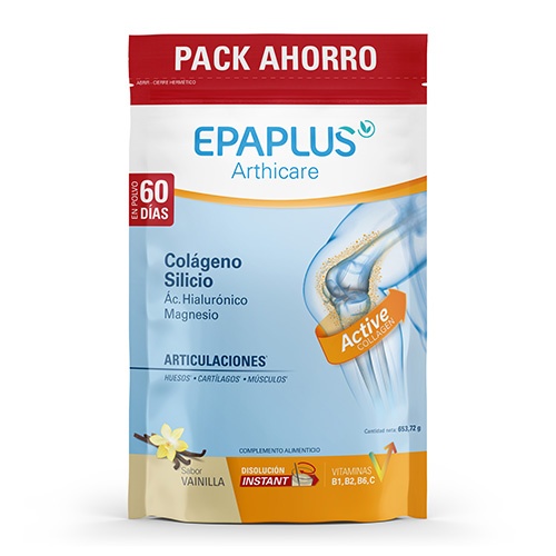 Epaplus Arthicare Colágeno + Silicio + Ácido Hialurónico INSTANT Promo 650 g Sabor Vainilla
