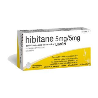 Hibitane 5 mg / 5 mg 20 comprimidos para chupar sabor limón