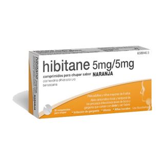 Hibitane 5 mg / 5 mg 20 comprimidos para chupar sabor  naranja