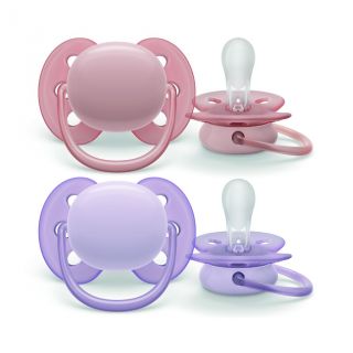 Philips Avent chupetes ultra soft 0-6 m rosa/lila niña 2 uds