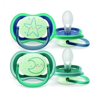 Philips Avent chupetes ultra air nocturno 6-18 m estrella/luna niño 2 uds