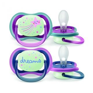 Philips Avent chupetes ultra air nocturno 6-18 m estrella/dream niña 2 uds