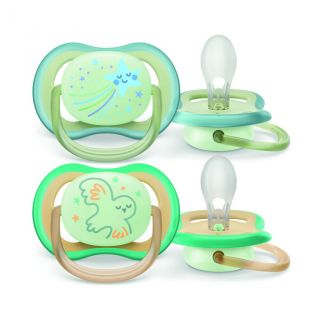 Philips Avent chupetes ultra air nocturno 0-6 m estrella/buho niño 2 uds