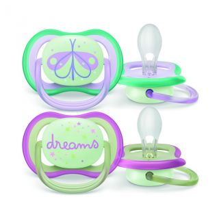 Philips Avent chupetes ultra air nocturno 0-6 m mariposa/dream niña 2 uds