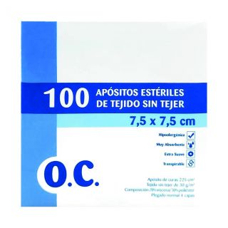 O.C. Gasa Estéril de tejido sin tejer 100 cp 7,5x7,5 (50 sob. x 2 uds)