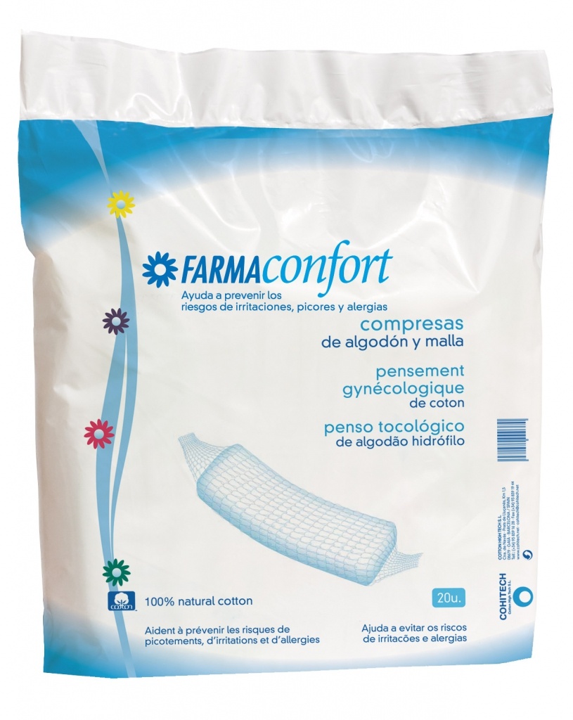 Farmaconfort 20 compresas algodón y malla