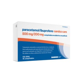 Paracetamol e Ibuprofeno Sandoz Care 500mg/200mg 16 comprimidos