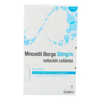 Minoxidil Biorga 50 Mg/Ml Solucion Cutanea 3 Frascos 60 Ml + 3 Accionadores De Boquilla Y 2 Accionadores Con Canula