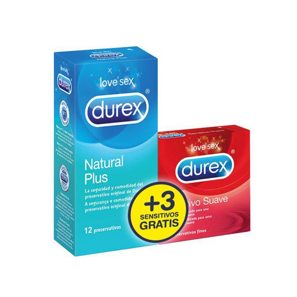 Durex Preservativos Natural Plus 12U+3U Durex Sensitivo