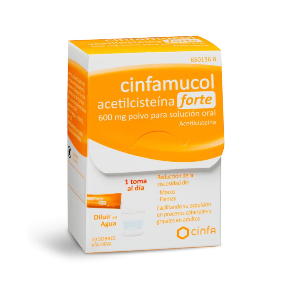 Cinfamucol Acetilcisteína 600 mg 10 sobres