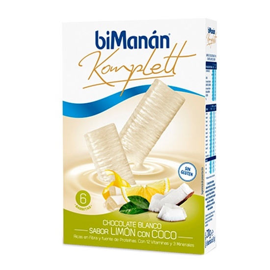 Bimanan Komplett Chocolate Blanco sabor Limón con Coco 6 Barritas