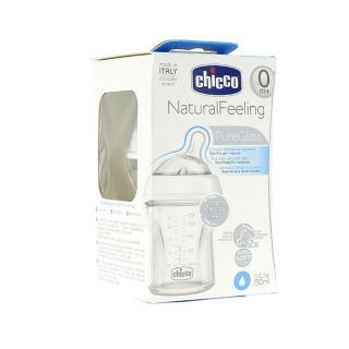 Biberón Chicco Natural Feeling Vidrio Flujo Normal 150 Ml