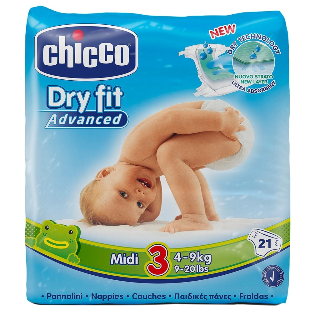 Pañal Dry Fit Midi Chicco 4-9 Kg