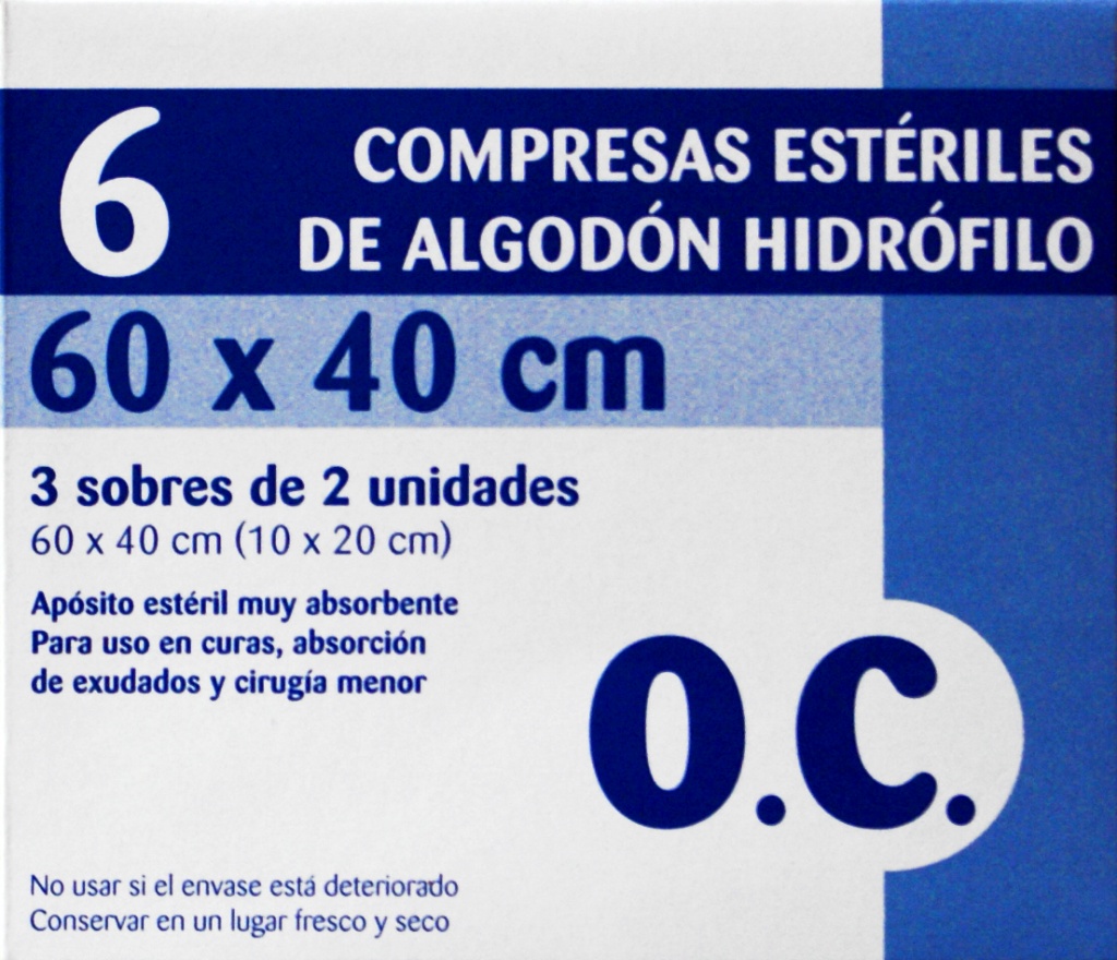 O.C.Sobre Gasa Estéril 60x40 3 sobres de 2 unidades